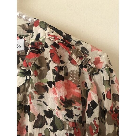 NWT Sag Harbor Womens Size 1X Fireberry Floral Blouse Long Sleeve Semi Sheer - Picture 6 of 9